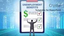  Presentation with unemployment - Presentation design consisting of concept-with-unemployment-benefit-form background and a light blue colored foreground
