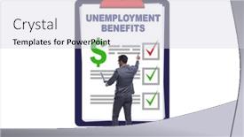  Presentation with unemployment - Presentation design enhanced with concept-with-unemployment-benefit-form background and a sky blue colored foreground