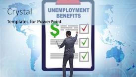  Presentation with unemployment - Presentation theme featuring concept-with-unemployment-benefit-form background and a light blue colored foreground