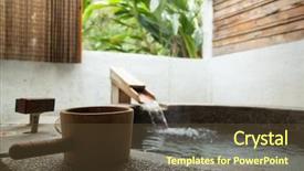  Presentation with spring water - Cool new presentation theme with concept with wooden water ladle backdrop and a tawny brown colored foreground