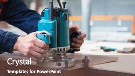  Presentation with wood craft - Presentation featuring concept worker polishing the wood background and a tawny brown colored foreground