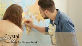  Presentation with adventure - Slides having concept young couple imagining future background and a coral colored foreground