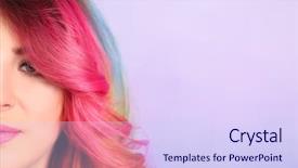  Presentation with hair color - Presentation design consisting of concept young woman with colorful background and a sky blue colored foreground