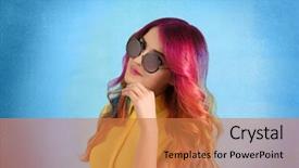  Presentation with hair color - Amazing presentation theme having concept young woman with colorful backdrop and a coral colored foreground