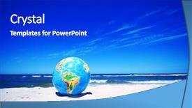  Presentation with world globe earth - Theme enhanced with earth globe on the beach background and a dark gray colored foreground