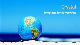  Presentation with world globe earth - Amazing PPT layouts having earth globe on the beach backdrop and a teal colored foreground