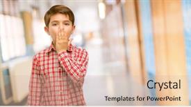  Presentation with blue eyes technology eye scan - Presentation theme having concepts scared at school corridor background and a lemonade colored foreground