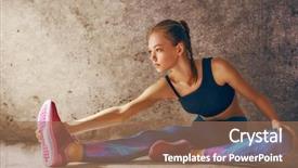  Presentation with woman sport - Beautiful PPT theme featuring concepts woman in fashionable sportswear backdrop and a coral colored foreground