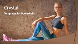  Presentation with woman sport - Slide set with concepts woman in fashionable sportswear background and a tawny brown colored foreground