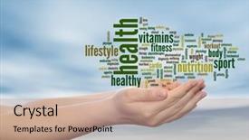  Presentation with science-abstract - Slides with conceptual abstract word cloud background and a coral colored foreground