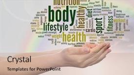  Presentation with health diet - PPT layouts featuring conceptual abstract word cloud background and a coral colored foreground