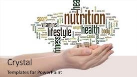  Presentation with health wellness - Colorful presentation enhanced with conceptual abstract word cloud backdrop and a coral colored foreground