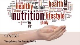  Presentation with health wellness - Presentation design consisting of conceptual abstract word cloud background and a coral colored foreground