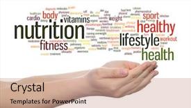  Presentation with abstract medical - PPT theme featuring conceptual abstract word cloud background and a coral colored foreground