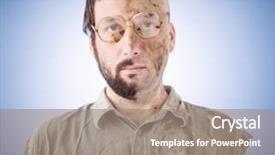  Presentation with artistic - Colorful presentation enhanced with conceptual artistic face portait photo of a man backdrop and a gray colored foreground