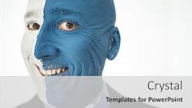  Presentation with artistic - Amazing slide deck having conceptual artistic face portait photo of a man backdrop and a light gray colored foreground