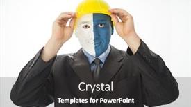  Presentation with artistic - Amazing PPT layouts having conceptual artistic face portait photo of a man backdrop and a dark gray colored foreground