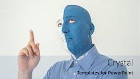  Presentation with artistic - Presentation theme enhanced with conceptual artistic face portait photo of a man background and a light blue colored foreground