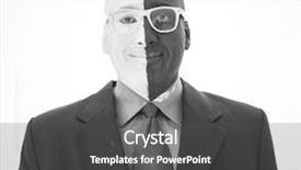  Presentation with artistic - Audience pleasing slides consisting of conceptual artistic face portait photo of a man backdrop and a dark gray colored foreground