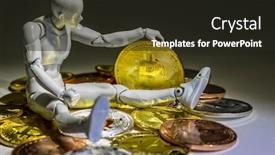  Presentation with miner - Slide set consisting of conceptual-bitcoin-futuristic-humanoid-miner background and a wine colored foreground