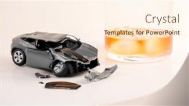  Presentation with car accident - Presentation theme consisting of conceptual-car-accident-with-drink background and a cream colored foreground