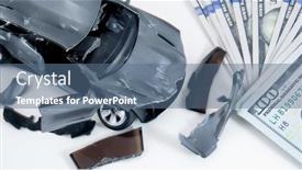  Presentation with car accident - Presentation theme having conceptual-car-accident-with-money background and a ocean colored foreground