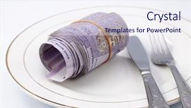  Presentation with white plate - Audience pleasing presentation design consisting of pay restaurant bill bill bank - conceptual composition white plate full backdrop and a sky blue colored foreground