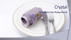  Presentation with malaysia - PPT theme consisting of conceptual composition white plate full of malaysia money background and a sky blue colored foreground