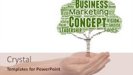  Presentation with green tree - Slide set having conceptual-green-tree-media-word background and a coral colored foreground