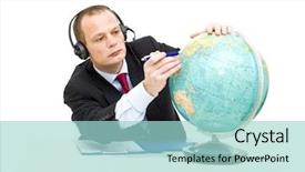  Presentation with international - Beautiful presentation design featuring image for exploring international market backdrop and a  colored foreground