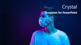  Presentation with medical imaging of cancer - PPT theme consisting of conceptual-image-of-a-man background and a navy blue colored foreground