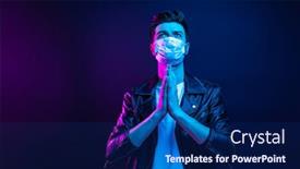  Presentation with covid - Slide deck with conceptual-image-of-a-man background and a navy blue colored foreground