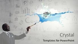  Presentation with black hand - Slide set with conceptual-image-of-ambitious background and a light gray colored foreground