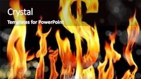  Presentation with dollar sign - Colorful theme enhanced with conceptual image of burning dollar sign in black backdrop and a black colored foreground