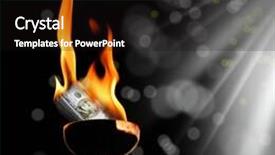  Presentation with pile - Slides featuring conceptual image of burning money pile background and a wine colored foreground