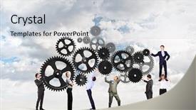  Presentation with interaction - Amazing presentation design having conceptual image of businessteam working backdrop and a light gray colored foreground