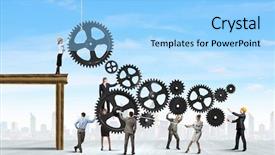  Presentation with interaction - Slides having conceptual image of businessteam working background and a light blue colored foreground