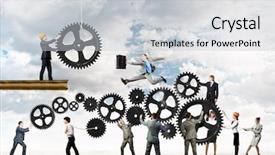  Presentation with interaction - Slides enhanced with conceptual image of businessteam working background and a light gray colored foreground