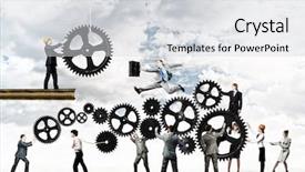  Presentation with interaction - Slide deck with conceptual image of businessteam working background and a light gray colored foreground
