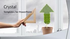  Presentation with business growing - Audience pleasing slide set consisting of conceptual image of green plant backdrop and a  colored foreground