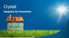  Presentation with green-house - Audience pleasing slide set consisting of conceptual image of money house backdrop and a dark gray colored foreground