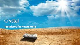  Presentation with cracked - Audience pleasing PPT theme consisting of conceptual image of money backdrop and a teal colored foreground