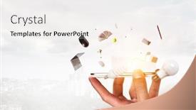  Presentation with flying - PPT theme consisting of conceptual-image-with-business-items background and a white colored foreground