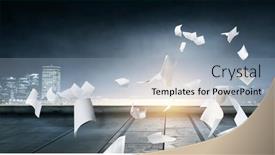  Presentation with flying - Presentation theme with conceptual-image-with-business-items background and a light blue colored foreground