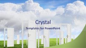 Presentation with open doors keys - Amazing slide deck having conceptual image with opened doors backdrop and a sky blue colored foreground