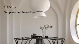  Presentation with room - Presentation theme with conceptual-interior-room-with-arched background and a  colored foreground