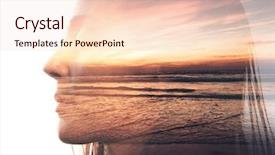  Presentation with double exposure of business people - Presentation theme with conceptual landscape - double exposure portrait background and a lemonade colored foreground