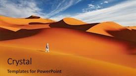  Presentation with sahara - Beautiful slide deck featuring conceptual landscape - sand dunes of sahara desert backdrop and a gold colored foreground