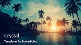  Presentation with beach palm tree wedding - Slide deck enhanced with conceptual landscape - tropical sea beach with silhouetted background and a navy blue colored foreground