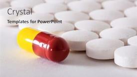  Presentation with abuse - PPT theme enhanced with conceptual medicine abuse capsule and round white pills on a white background background and a light gray colored foreground